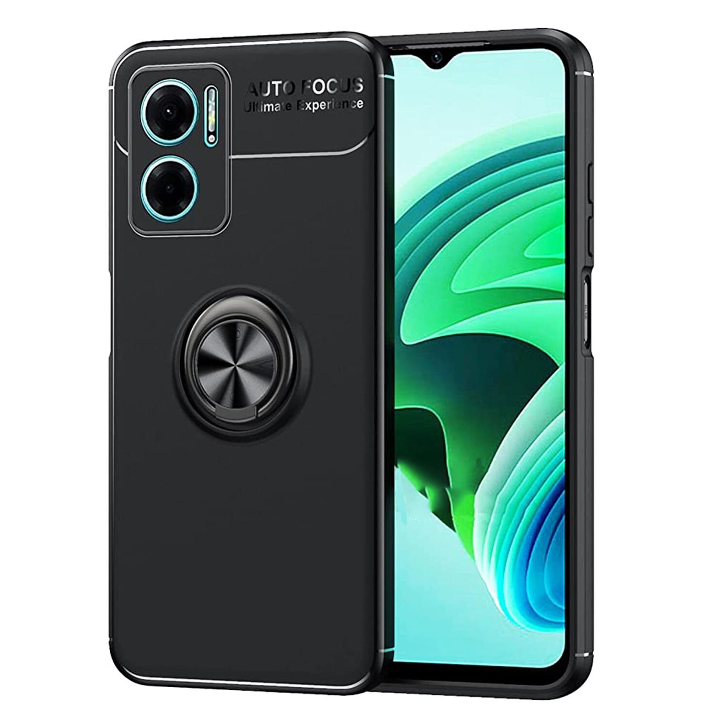 Microcase Redmi Note 11E Focus Serisi Yüzük Standlı Silikon Kılıf - Siyah AL3363