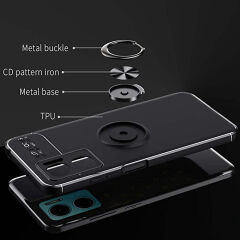 Microcase Redmi Note 11E Focus Serisi Yüzük Standlı Silikon Kılıf - Siyah AL3363