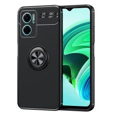 Microcase Redmi Note 11E Focus Serisi Yüzük Standlı Silikon Kılıf - Siyah AL3363