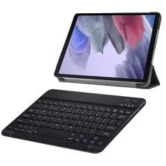 Microcase Samsung Galaxy Tab A7 Lite 2021 8.7Inch T220 T225 2in1 Set Delüx Leather Standlı Kılıf + Bluetooth Klavye - AL8108