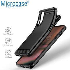 Microcase OnePlus Nord 2 5G Brushed Carbon Fiber Silikon Kılıf - Siyah