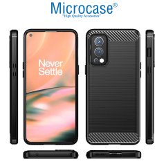 Microcase OnePlus Nord 2 5G Brushed Carbon Fiber Silikon Kılıf - Siyah