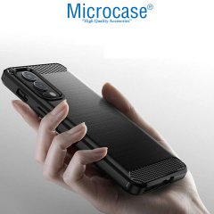 Microcase OnePlus Nord 2 5G Brushed Carbon Fiber Silikon Kılıf - Siyah