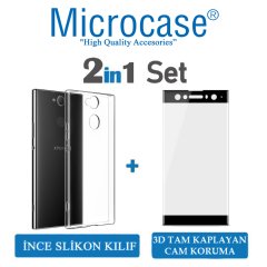 Sony Xperia XA2 Ultra İnce Silikon Kılıf + 3D Curved Cam - Siyah