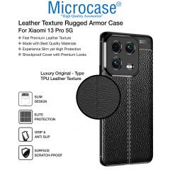 Microcase Xiaomi 13 Pro (Global) Leather Serisi Deri Efekt Silikon Kılıf - Siyah AL3337