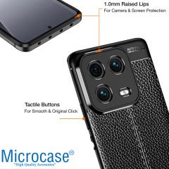 Microcase Xiaomi 13 Pro (Global) Leather Serisi Deri Efekt Silikon Kılıf - Siyah AL3337