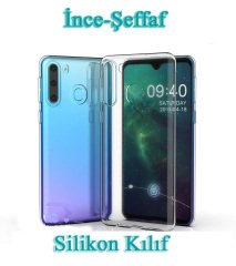 Microcase Samsung Galaxy A21 0.2 mm İnce Soft Silikon Kılıf - Şeffaf + Tempered Glass Cam Koruma