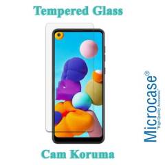 Microcase Samsung Galaxy A21 0.2 mm İnce Soft Silikon Kılıf - Şeffaf + Tempered Glass Cam Koruma