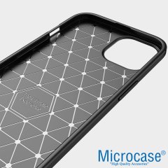 Microcase iPhone 13 Brushed Carbon Fiber Silikon Kılıf - Siyah