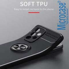 Microcase Samsung Galaxy A53 5G Focus Serisi Yüzük Standlı Silikon Kılıf - Siyah