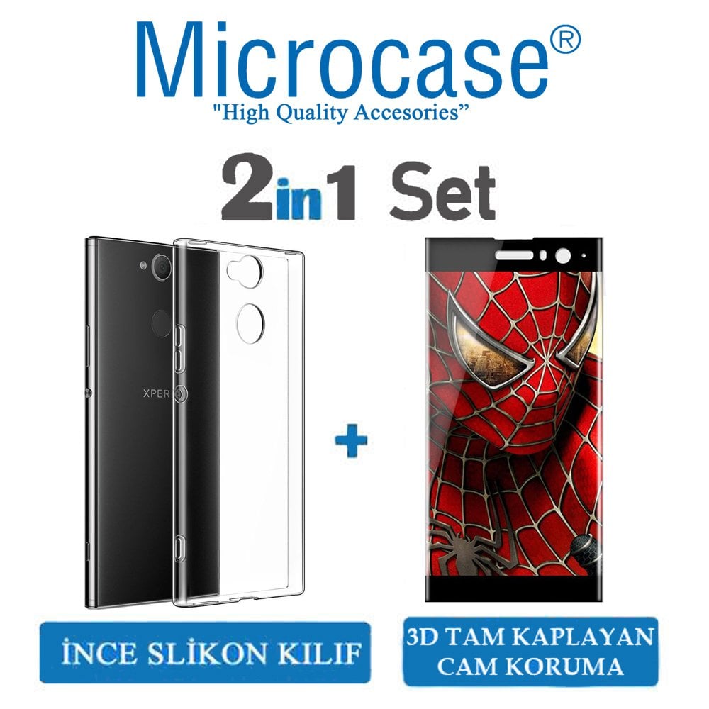 Microcase Sony Xperia XA2 İnce Silikon Kılıf + 3D Curved Cam SYH