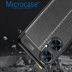 Microcase Huawei Nova 11İ Leather Serisi Deri Efekt Silikon Kılıf - Siyah AL3337
