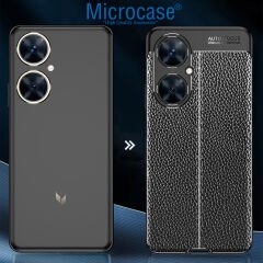 Microcase Huawei Nova 11İ Leather Serisi Deri Efekt Silikon Kılıf - Siyah AL3337