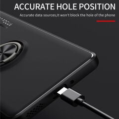 Microcase Xiaomi Poco x5 5G Focus Serisi Yüzük Standlı Silikon Kılıf - Siyah AL3363