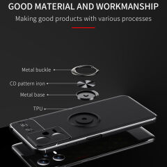 Microcase Xiaomi Poco x5 5G Focus Serisi Yüzük Standlı Silikon Kılıf - Siyah AL3363