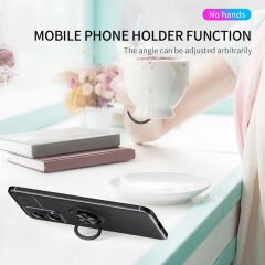 Microcase Xiaomi Poco x5 5G Focus Serisi Yüzük Standlı Silikon Kılıf - Siyah AL3363