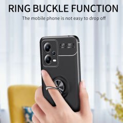 Microcase Xiaomi Poco x5 5G Focus Serisi Yüzük Standlı Silikon Kılıf - Siyah AL3363