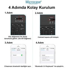 Microcase Vorcom SXPro 10.1 inch Uyumlu Tablet Çanta+Türkçe Bluetooth Klavye +Mouse+ Standı-Mavi AL4384