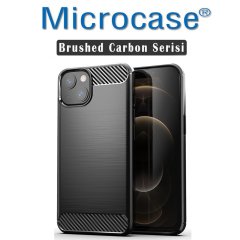 Microcase iPhone 13 mini Brushed Carbon Fiber Silikon Kılıf - Siyah