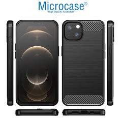 Microcase iPhone 13 mini Brushed Carbon Fiber Silikon Kılıf - Siyah