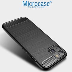 Microcase iPhone 13 mini Brushed Carbon Fiber Silikon Kılıf - Siyah