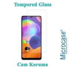 Microcase Samsung Galaxy A31 0.2 mm İnce Soft Silikon Kılıf - Şeffaf + Tempered Glass Cam Koruma