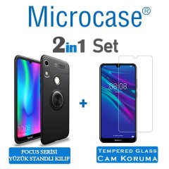 Huawei Y6 2019 - Honor 8A Focus Yüzük Standlı Kılıf + CAM (SEÇİN)