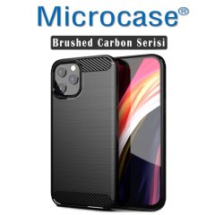 Microcase iPhone 13 Pro Brushed Carbon Fiber Silikon Kılıf - Siyah