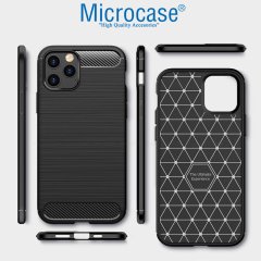 Microcase iPhone 13 Pro Brushed Carbon Fiber Silikon Kılıf - Siyah