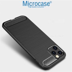 Microcase iPhone 13 Pro Brushed Carbon Fiber Silikon Kılıf - Siyah