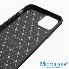 Microcase iPhone 13 Pro Brushed Carbon Fiber Silikon Kılıf - Siyah