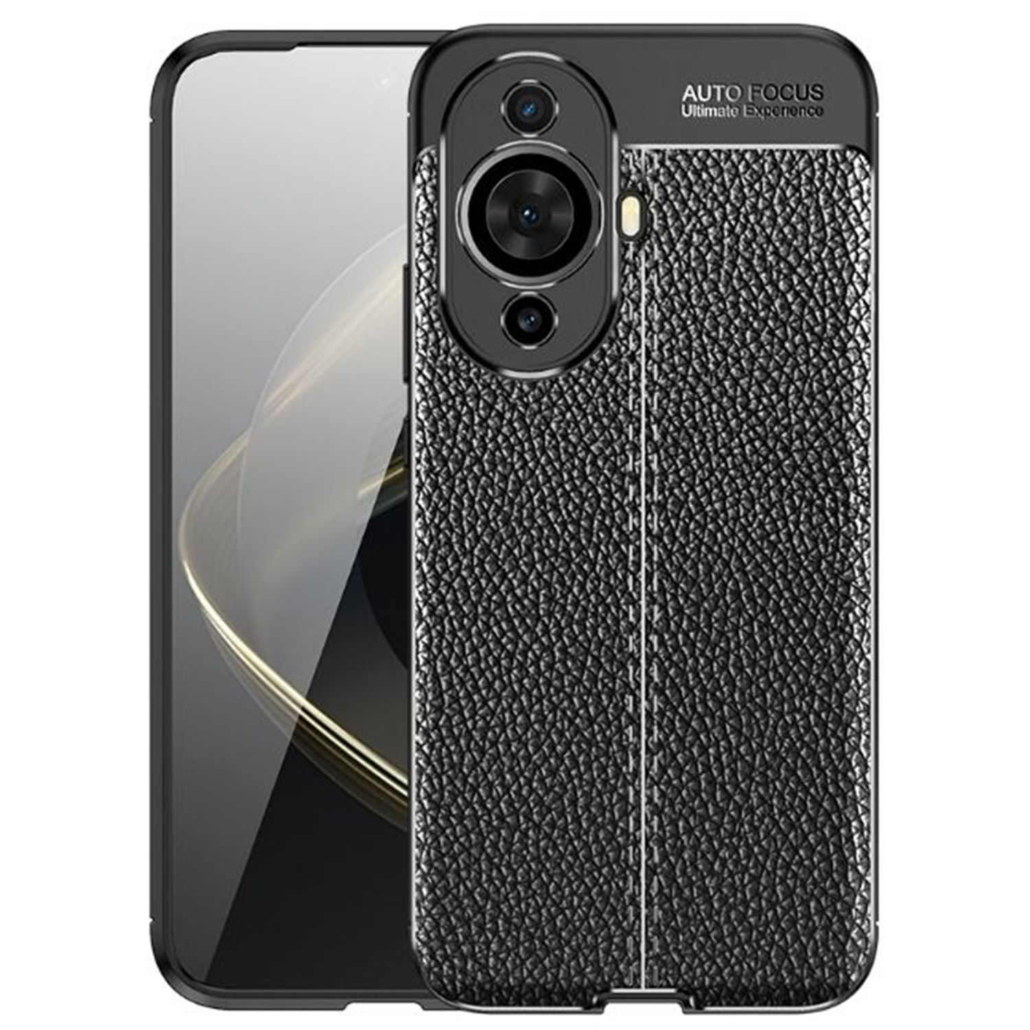 Microcase Huawei Nova 11 Pro Leather Serisi Deri Efekt Silikon Kılıf - Siyah AL3337