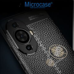 Microcase Huawei Nova 11 Pro Leather Serisi Deri Efekt Silikon Kılıf - Siyah AL3337