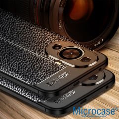 Microcase Huawei Nova 11 Pro Leather Serisi Deri Efekt Silikon Kılıf - Siyah AL3337