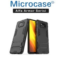 Microcase Xiaomi Poco X3 NFC Alfa Serisi Standlı Amor Hybrid Kılıf