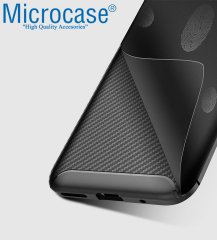 Microcase Xiaomi Redmi Go Maxy Serisi Carbon Fiber Silikon Kılıf - Siyah + Tempered Glass Cam Koruma (SEÇENEKLİ)