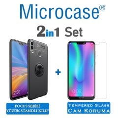 Huawei Honor 8C Focus Seri Yüzük Standlı Kılıf + CAM (SEÇİN)
