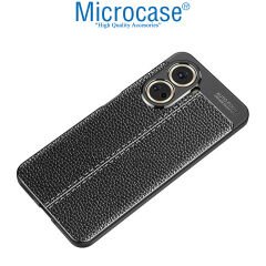 Microcase Huawei Nova 10 SE Leather Serisi Deri Efekt Silikon Kılıf - Siyah AL3337