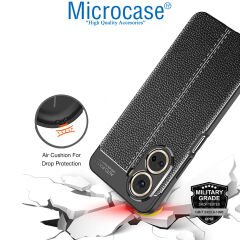 Microcase Huawei Nova 10 SE Leather Serisi Deri Efekt Silikon Kılıf - Siyah AL3337
