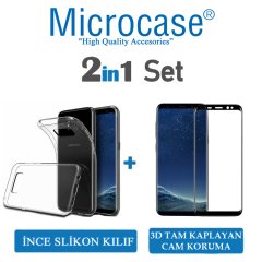 Samsung Galaxy S8 Plus İnce Silikon Kılıf + 3D Curved Cam Siyah