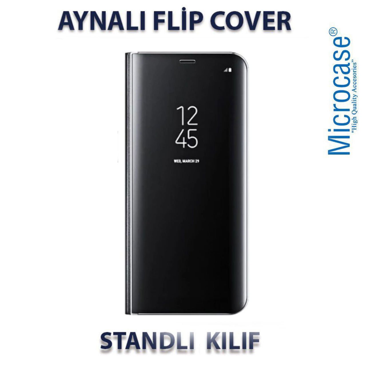 Microcase Xiaomi Poco X3 NFC Aynalı Kapak Clear View Flip Cover Standlı Kılıf