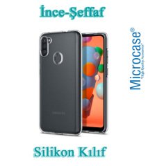 Microcase Samsung Galaxy M11 0.2 mm İnce Soft Silikon Kılıf - Şeffaf + Tempered Glass Cam Koruma