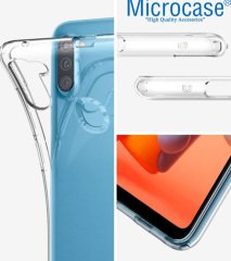 Microcase Samsung Galaxy M11 0.2 mm İnce Soft Silikon Kılıf - Şeffaf + Tempered Glass Cam Koruma