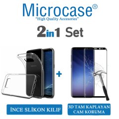 Microcase Samsung S8 İnce Silikon Kılıf + 3D Curved Cam Siyah