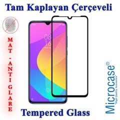 Microcase Xiaomi Mi 9 Lite Tam Kaplayan Çerçeveli Tempered Ekran Koruyucu - MAT SİYAH