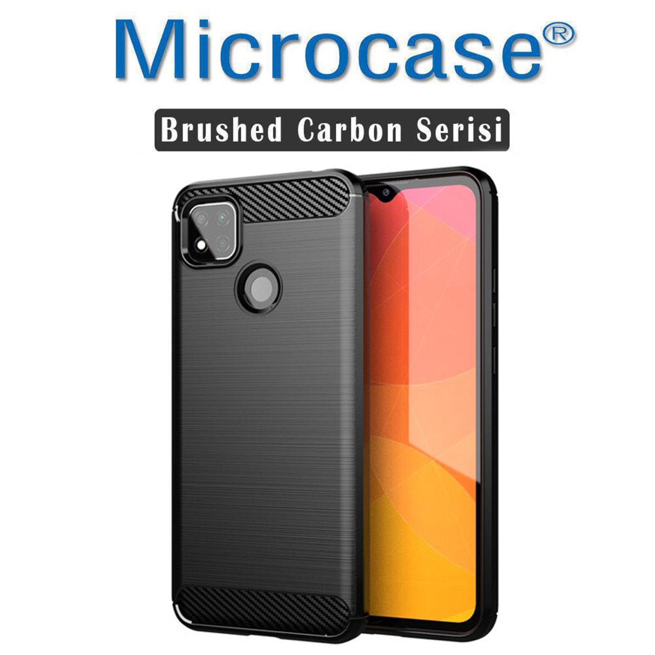 Microcase Xiaomi Poco C31 Brushed Carbon Fiber Silikon Kılıf - Siyah