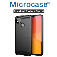 Microcase Xiaomi Poco C31 Brushed Carbon Fiber Silikon Kılıf - Siyah