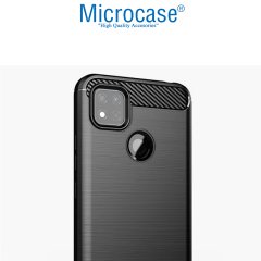 Microcase Xiaomi Poco C31 Brushed Carbon Fiber Silikon Kılıf - Siyah