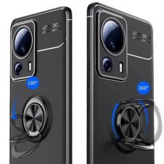 Microcase Samsung Galaxy A04E Focus Serisi Yüzük Standlı Silikon Kılıf - Siyah AL3363