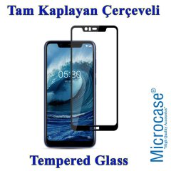 Microcase Nokia 5.1 Plus Tam Kaplayan Çerçeveli Tempered Cam